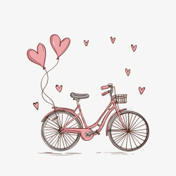 卡通自行车爱心自行车矢量图高清图片
