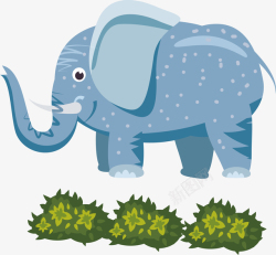 手绘卡通野生动物大象矢量图素材