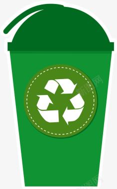 绿色循环垃圾桶图标图标