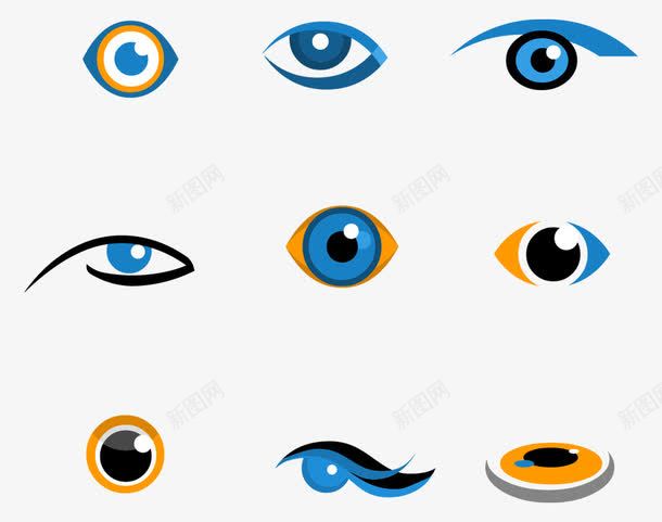 卡通眼睛图标png_新图网 https://ixintu.com png图片素材 免费png素材 眉眼唇 眼睛图标 眼睛素材 蓝色 黄色