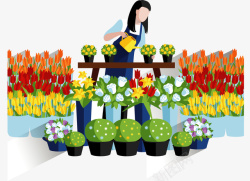 卖花花店里整理花束的人矢量图高清图片