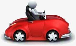 前凸后翘小汽车小人开红色汽车驾照通过考试高清图片