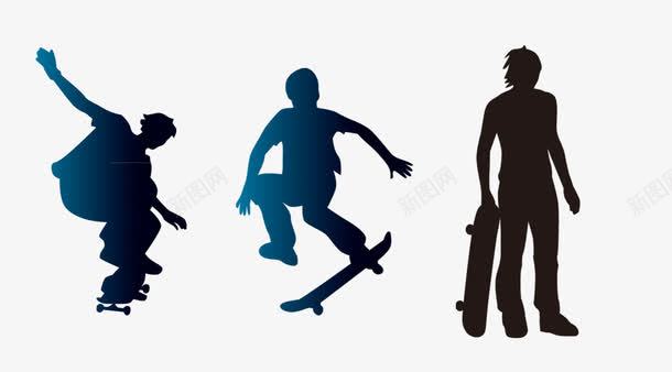 运动人物psd免抠素材_新图网 https://ixintu.com 剪影人物 滑板 装饰 运动会
