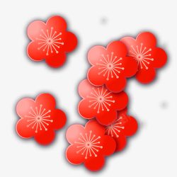 手绘红梅卡通手绘梅花花朵高清图片
