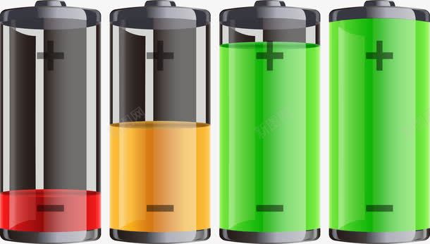 彩色的电池电量提示符号图标矢量图图标