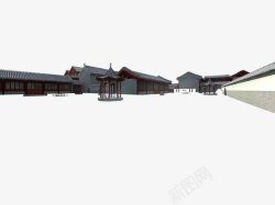 日式园林效果古建筑房屋高清图片