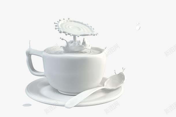 牛奶png免抠素材_新图网 https://ixintu.com 创意 勺子 喷溅 杯子 溅射牛奶 牛奶 牛奶杯