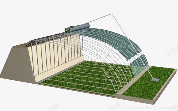 大棚结构日光温室png免抠素材_新图网 https://ixintu.com 温室 温室大棚 立体结构