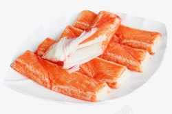 蟹肉海鲜条盘子里的蟹肉棒高清图片