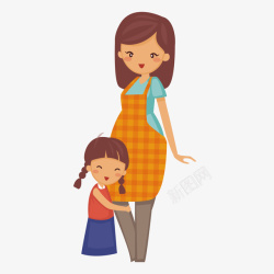 儿女孩子卡通风格插画风妈妈和儿女矢量图高清图片