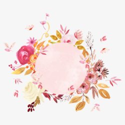 烂漫粉色花卉环形边框素材