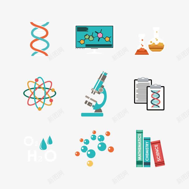 创意实验室元素png免抠素材_新图网 https://ixintu.com DNA双螺旋结构图片 dna 实验室插画 显微镜 水滴