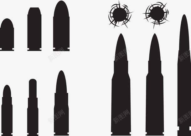 黑色子弹和子弹孔png免抠素材_新图网 https://ixintu.com 卡通子弹 子弹 子弹孔 弹孔 黑色