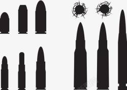 黑色子弹和子弹孔素材