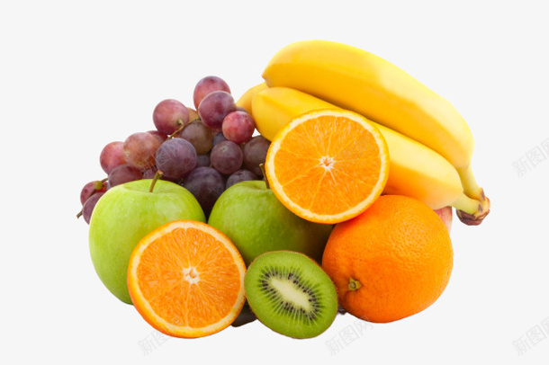 一大堆新鲜水果png免抠素材_新图网 https://ixintu.com 橘子 猕猴桃 苹果 葡萄 香蕉