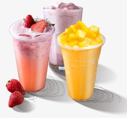 果汁沙冰3款冰饮冰沙夏天饮料高清图片