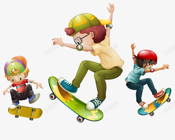 滑板少年psd免抠素材_新图网 https://ixintu.com 卡通少年 卡通滑板 少儿滑板 滑板 滑板姿势 滑板宣传海报 滑板少年 玩耍 表演