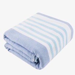 蓝布浴巾蓝色纯棉纱布浴巾高清图片