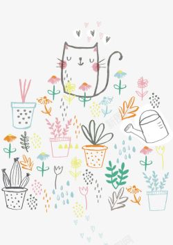 小喷壶猫咪的花园高清图片