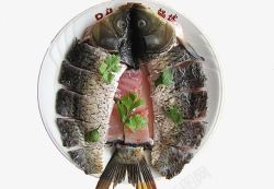 个性绿盘子一盘鲜鱼高清图片