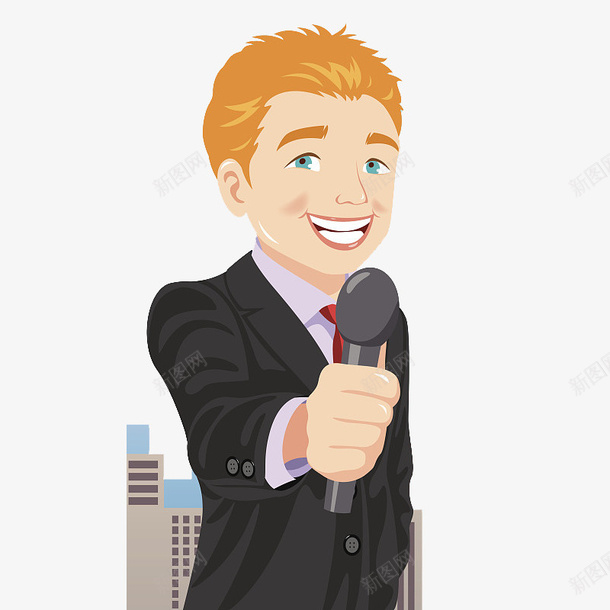 卡通男记者png免抠素材_新图网 https://ixintu.com 主持 主持人 卡通主持 司仪 新闻主持人 男主持人 解说 记者