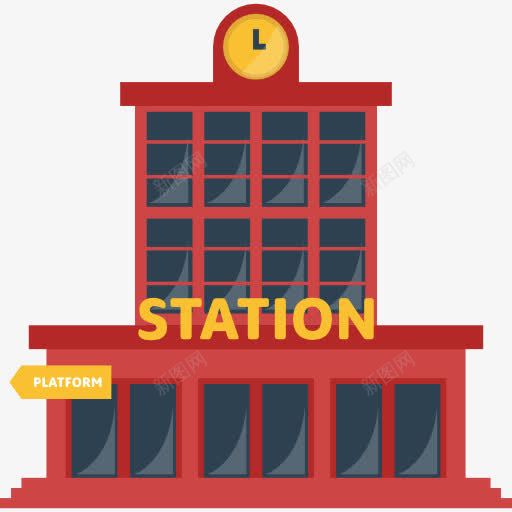 站图标png_新图网 https://ixintu.com 交通 公共交通 建筑 火车 火车站 运输站