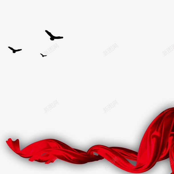 红色现代海报装饰psd免抠素材_新图网 https://ixintu.com 布绸 海报 现代 红布 红色 装饰 装饰图案 飘带 飞鹰