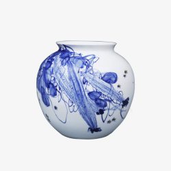 大肚子花瓶花瓶青色花的花瓶青花瓷高清图片