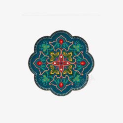 深蓝色少数民族藏族风俗装饰纹样素材