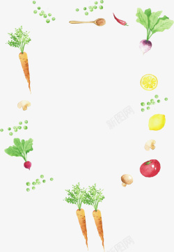 沙拉菜单水彩手绘蔬菜边框矢量图高清图片