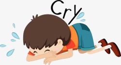 哭闹的男孩卡通哭泣的孩子高清图片