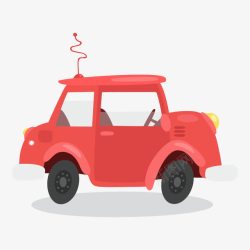 小轿车模型活泼红色小车扁平插画高清图片