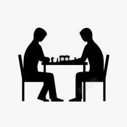 下棋的两个人素材