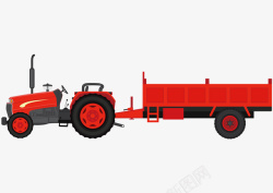 手绘拖拉机红色拖拉机高清图片