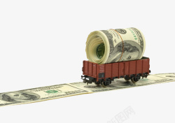 玩具火车运输美钞素材