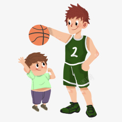陪玩哥哥陪弟弟玩篮球高清图片