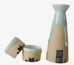 一壶两杯景德镇陶瓷日式酒杯素材