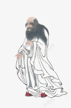 儒家学派创始人中国风手绘水墨老子画像高清图片
