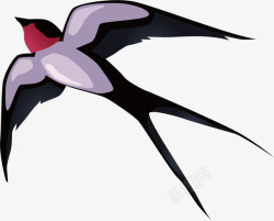 黑色鸟儿飞翔的小燕子矢量图高清图片