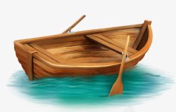 桨手绘小木船高清图片