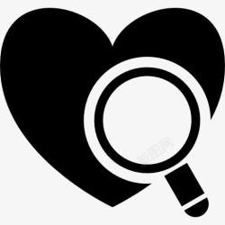 放大镜工具寻找爱情的概念图标高清图片