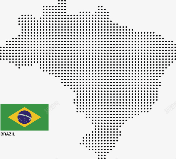黑色波点巴西地图矢量图ai免抠素材_新图网 https://ixintu.com 像素地图 地图 巴西 巴西地图 波点地图 矢量png 矢量图