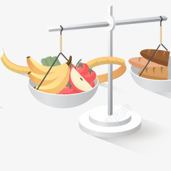 减肥称水果和天平秤立体插画高清图片