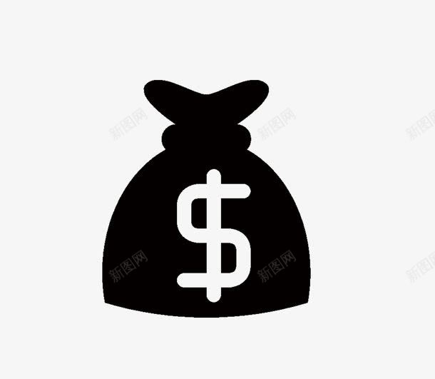 黑色金币袋子图标png_新图网 https://ixintu.com 剪影 符号 货币 金币黑白 黑色
