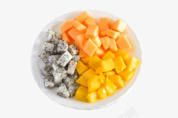 芒果大虾沙拉三拼水果拼盘高清图片