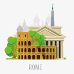 国立意大利罗马旅游景点插画高清图片