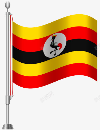 乌干达国旗png免抠素材_新图网 https://ixintu.com 乌干达 国旗 旗帜 鸟类 黑红黄条
