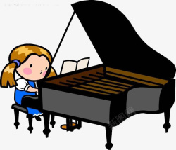 钢琴学习卡通上钢琴课的学生高清图片