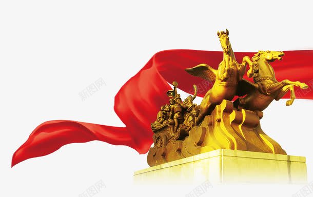 中国军人雕像png免抠素材_新图网 https://ixintu.com 丝带 丝绸 军人雕像 雕像 马