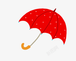 红色卡通雨伞素材